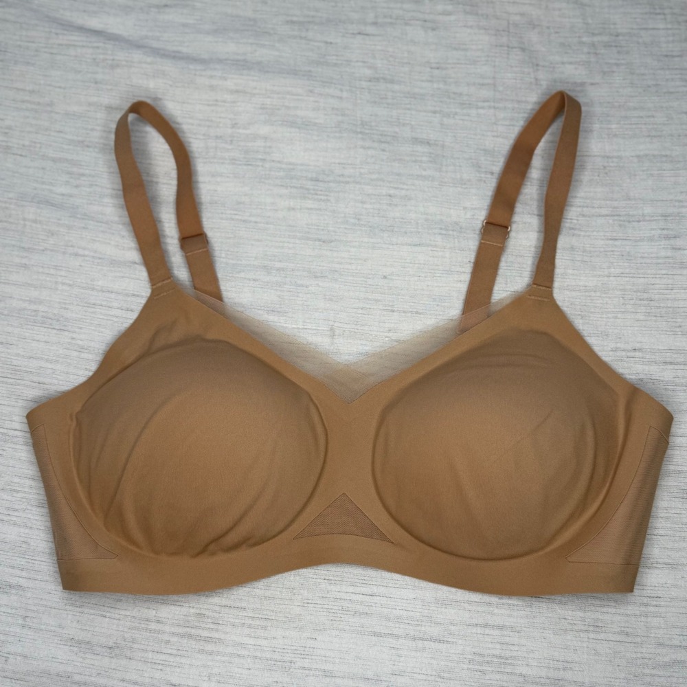 Honeylove Womens Medium Tan Crossover Bra Wireless Mesh Trim LWBR0308B
